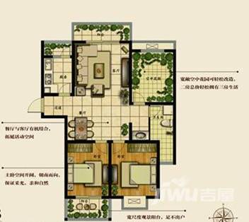 豪盛拉菲公馆3室2厅1卫90.3㎡户型图