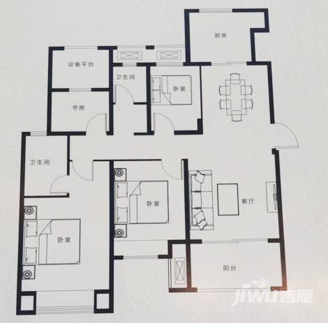 雅居乐林语城4室2厅2卫120㎡户型图